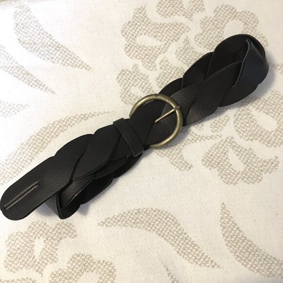 Dark Brown Wide Weave Costume Statement Belt with Bronzish Hardware - Picture 1 of 15
